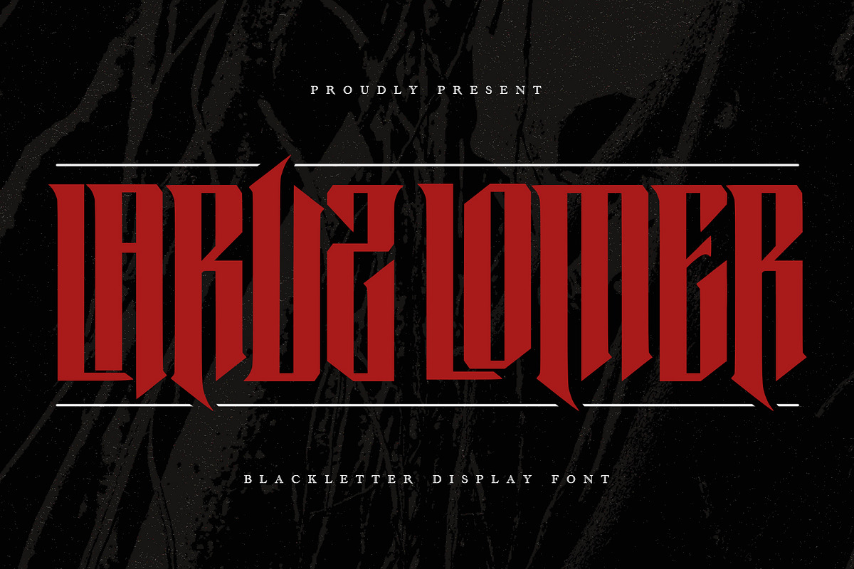 Laruz Lomer Blackletter Display Font, a Blackletter Font by Maulana Creative (Photo 1 of 7)