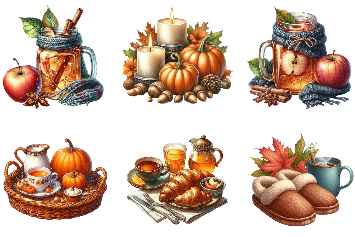 Watercolor Fall Lazy Day Clipart, an Illustration by cherrydesign (Photo 3 of 3)