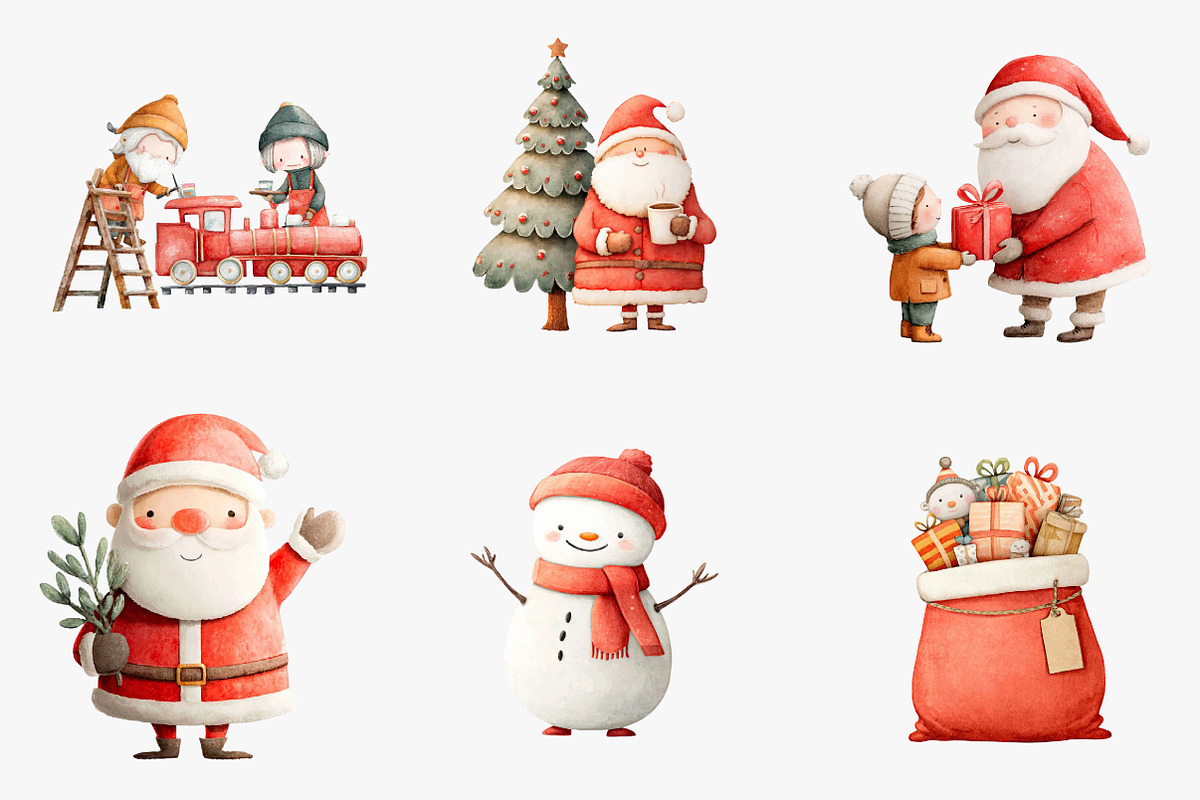 Watercolor Christmas Clipart, an Illustration by CreationArt (Photo 5 of 5)