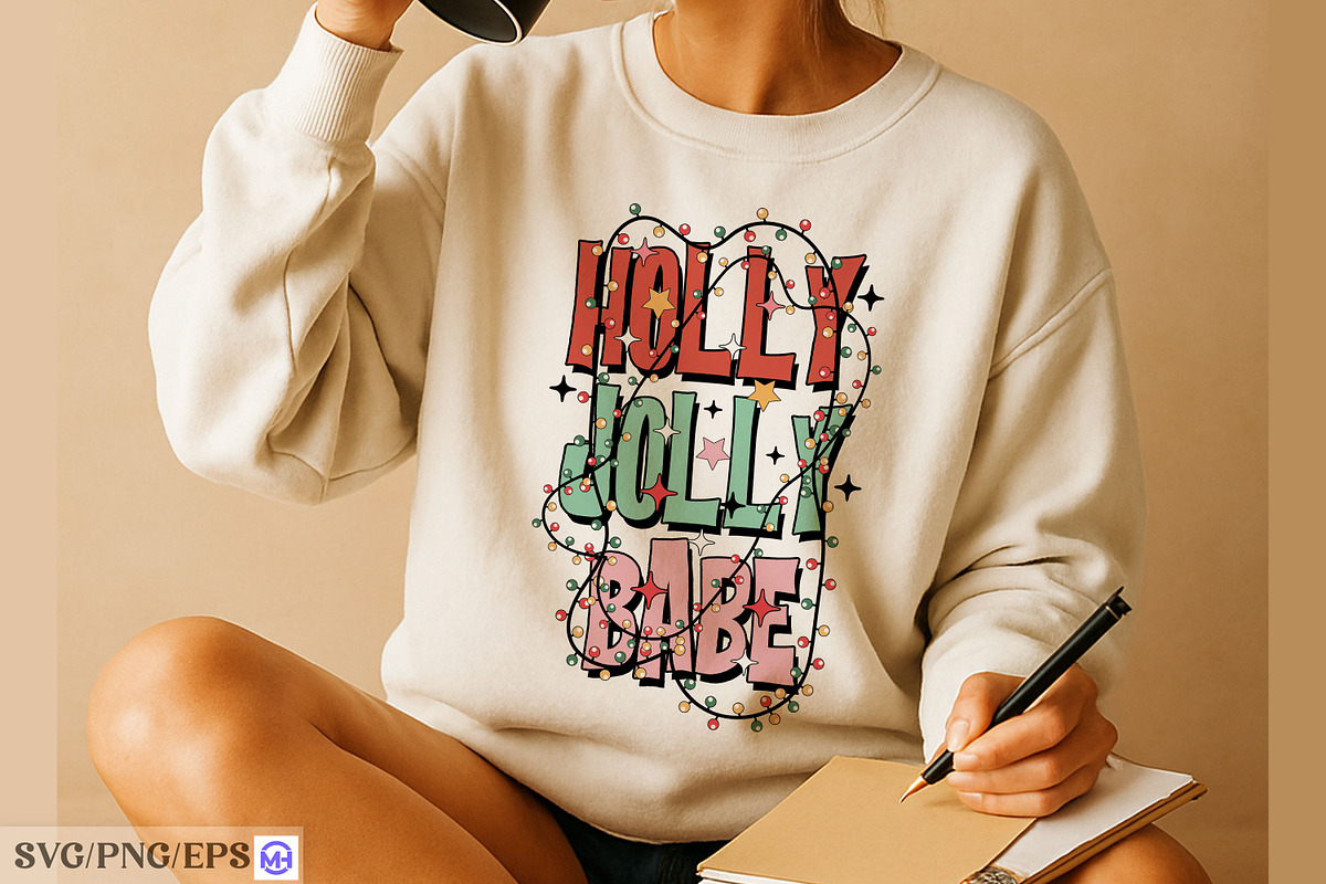 Retro Holly Jolly Babe Christmas SVG, a Graphic by mh_arif (Photo 2 of 4)