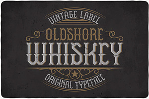 Oldshore Whiskey Typeface, a Script Font by VozzyStock