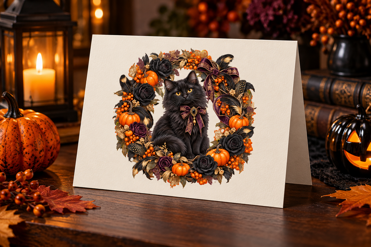 Vintage Halloween Black Cat Clipart, an Object Graphic by Colorsfav (Photo 4 of 7)