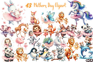 Cute Ballet Animals Mother's Day, an Illustration by DreamCafeArt