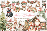 Christmas Wooodland Animals Clipart, an Animal Illustration by ClipArtCharm (Thumbnail 1 of 5)