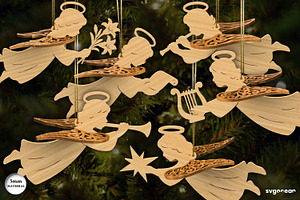 3D Christmas Angels Ornament Bundle, a Decorative Illustration by svgocean