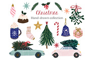 Christmas hand drawn clipart, a Seasonal Illustration by Katie Lisker (Thumbnail 1 of 2)