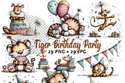 Tiger Birthday Party Safari Cliparts, a Graphic by one-touch (Thumbnail 1 of 17)