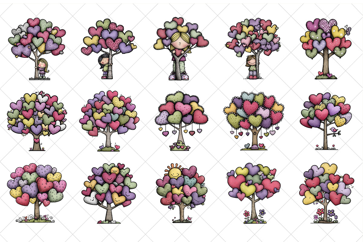 Whimsical Valentines Day Heart Tree, an Illustration by SinaCreation (Photo 2 of 7)
