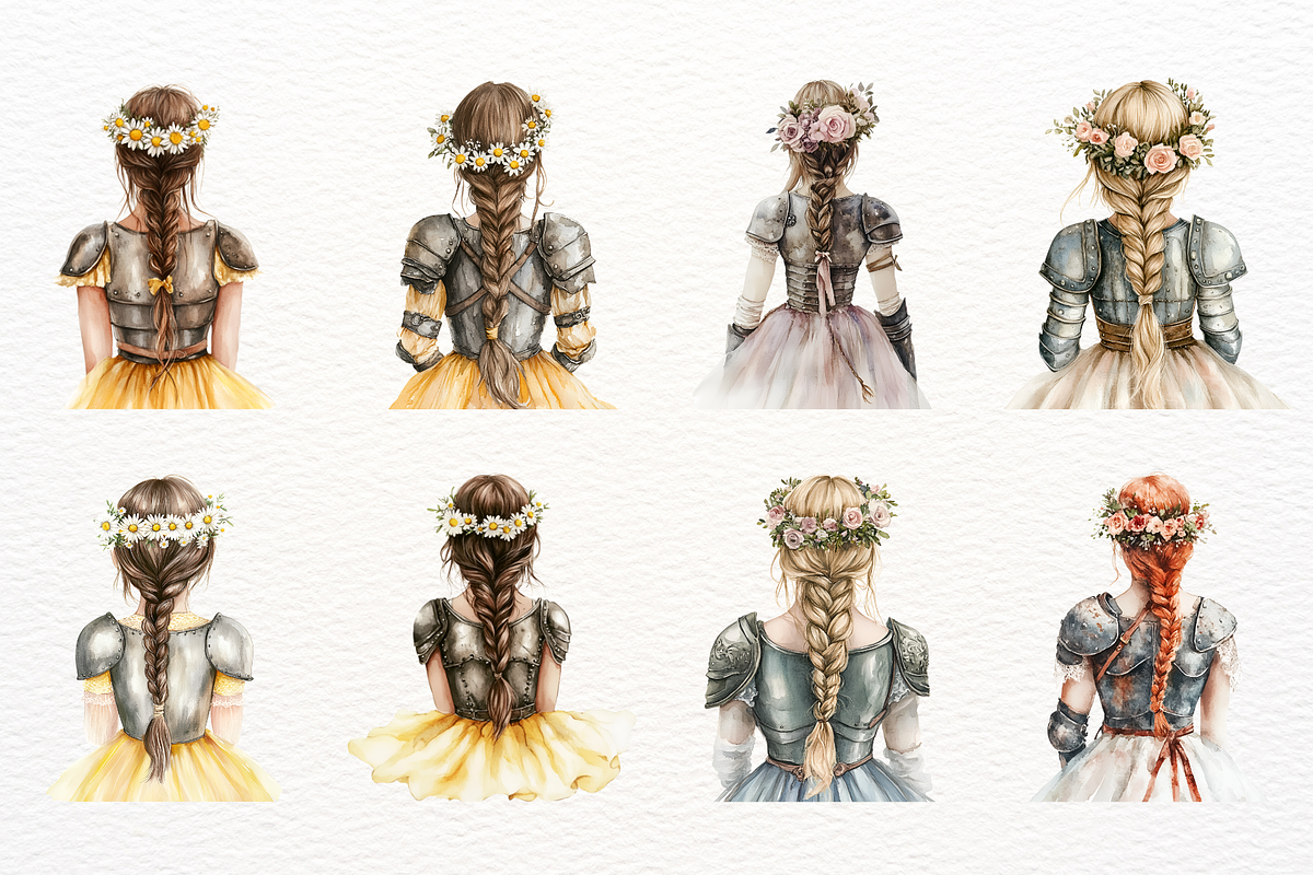 Watercolor Warrior Princess Girl PNG, a Person Illustration by SugarCloudStudioArt (Photo 3 of 3)