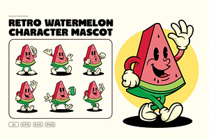 Retro Watermelon Character