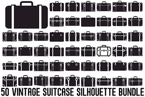Vintage Suitcase Silhouette Bundle, an Illustration by Artivon