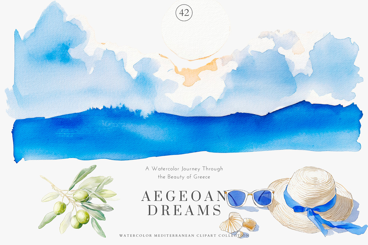 greek clipart mediterranean set, a Decorative Illustration by Patishop Art (Photo 3 of 10)