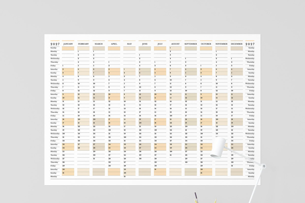 2027 Wall Planner Sunday Start L, a Stationery Template by Olga Begak Art & Design (Photo 3 of 4)