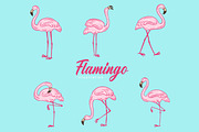42 Set Cute Flamingo pink Bird, an Animal Illustration by Morspective (Thumbnail 7 of 9)