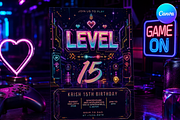 Gaming Birthday Invitation Template, an Invitation Template by InvitingStorys (Thumbnail 2 of 11)