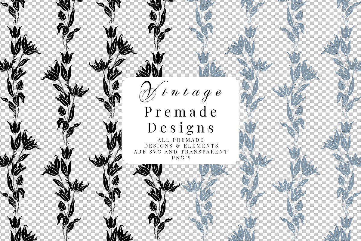 Vintage Floral Silhouettes, a Decorative Illustration by Century Library (Photo 6 of 6)