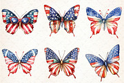 USA Flag Butterfly 4th of July Clipa, an Illustration by Libby Wishes (Thumbnail 2 of 7)