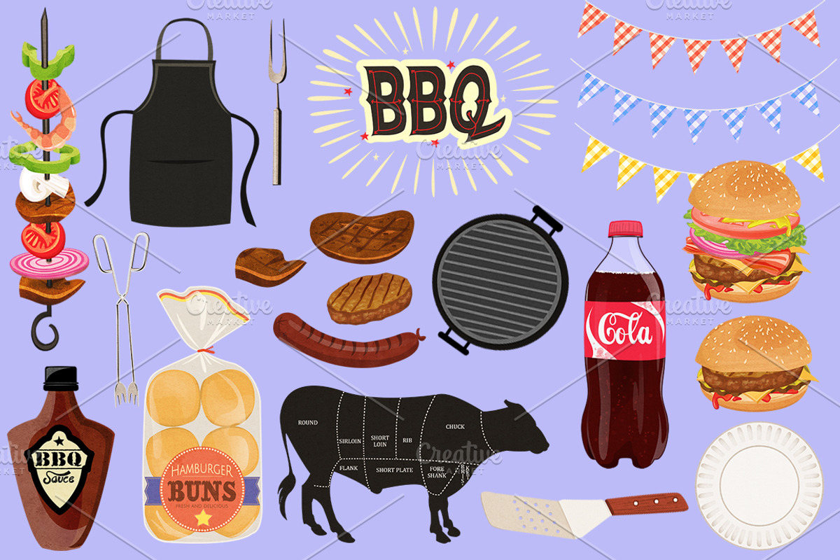 BBQ Cookout Clip Art Graphics, an Illustration by Dapper Dudell
