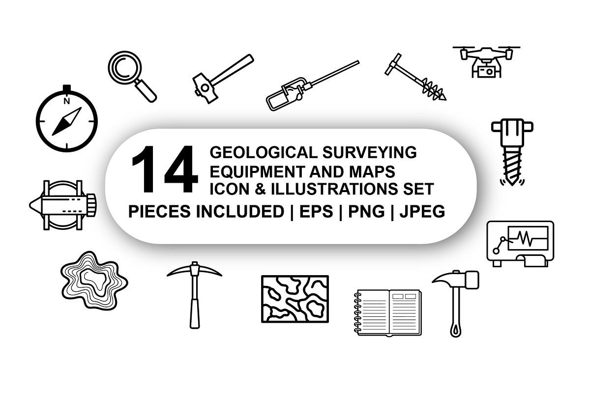 Geological surveying Icon Set, an Outline Icon by Nurlan's shop (Photo 1 of 3)