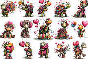 Whimsical Valentine Turtle Clipart, an Illustration by Designking (Thumbnail 2 of 5)