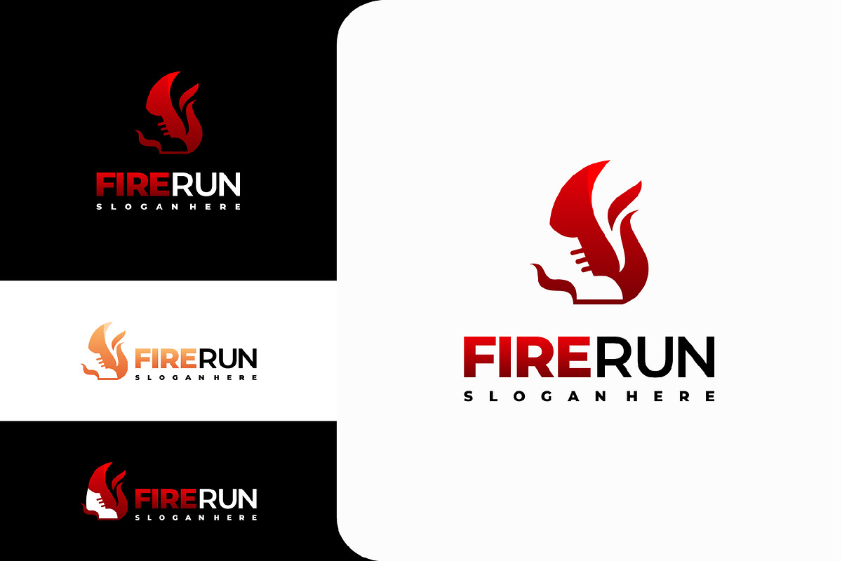 Set of Burning running shoe logo, a Branding & Logo Template by Lucky Creative (Photo 3 of 5)