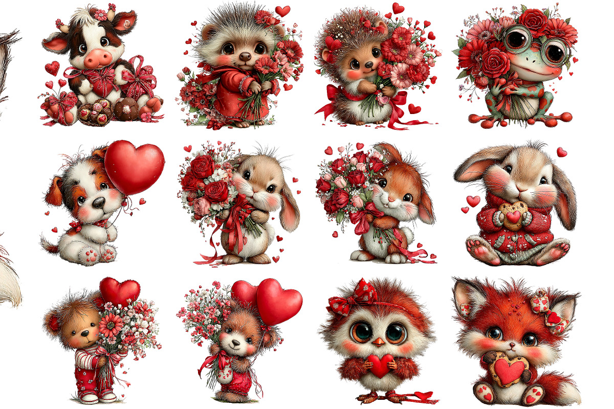 Whimsical Valentine Animal Clipart, an Illustration by DreamArtGraphic (Photo 2 of 4)