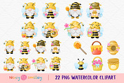 Gnomes Honey Bee Watercolor, an Animal Illustration by Noey smiley (Thumbnail 2 of 7)