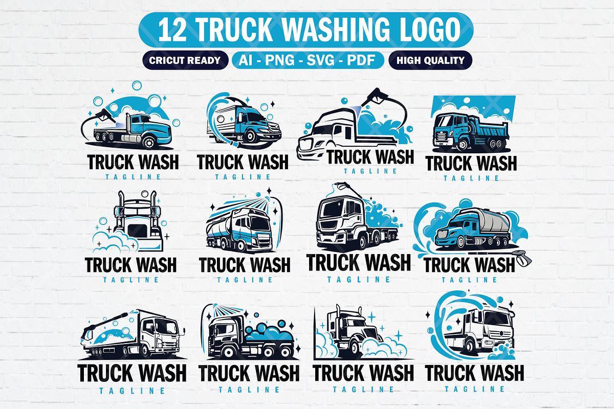 12 Truck washing logo bundle, a Branding & Logo Template by Guavanaboy (Photo 1 of 3)