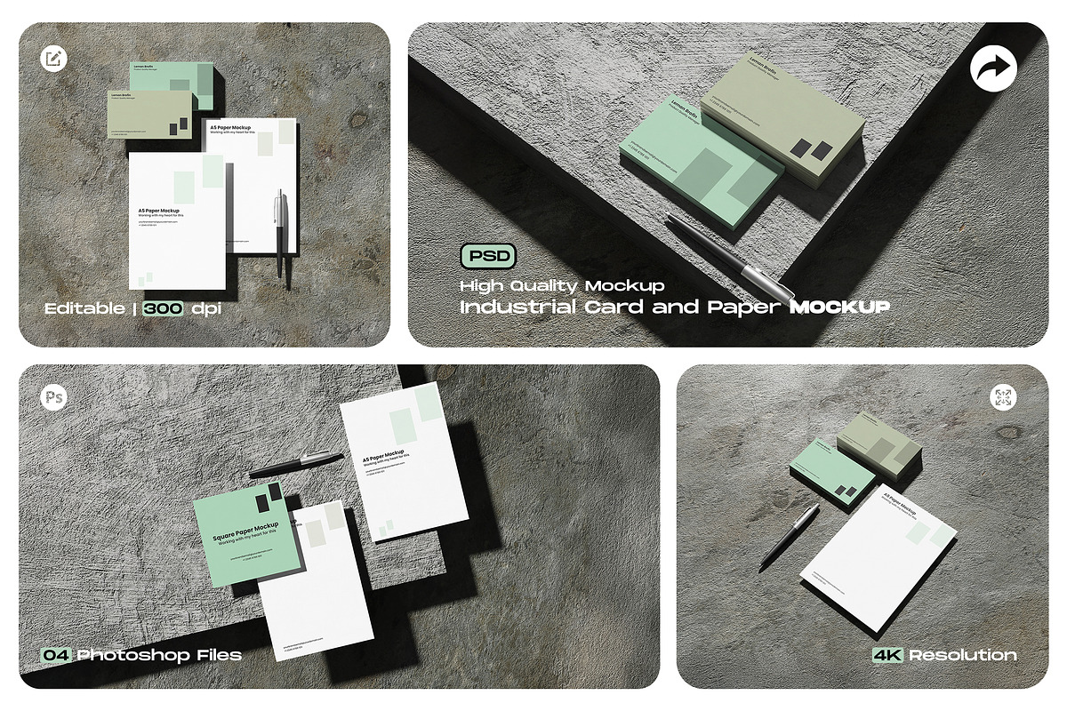 Industrial Card and Paper Mockup, an Advertising Mockup by My Code Std (Photo 1 of 6)