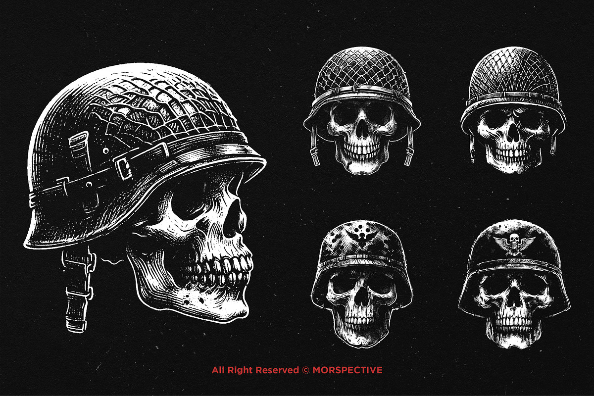 10 Bundle Dark Art Skull Army, an Illustration by Morspective (Photo 3 of 7)