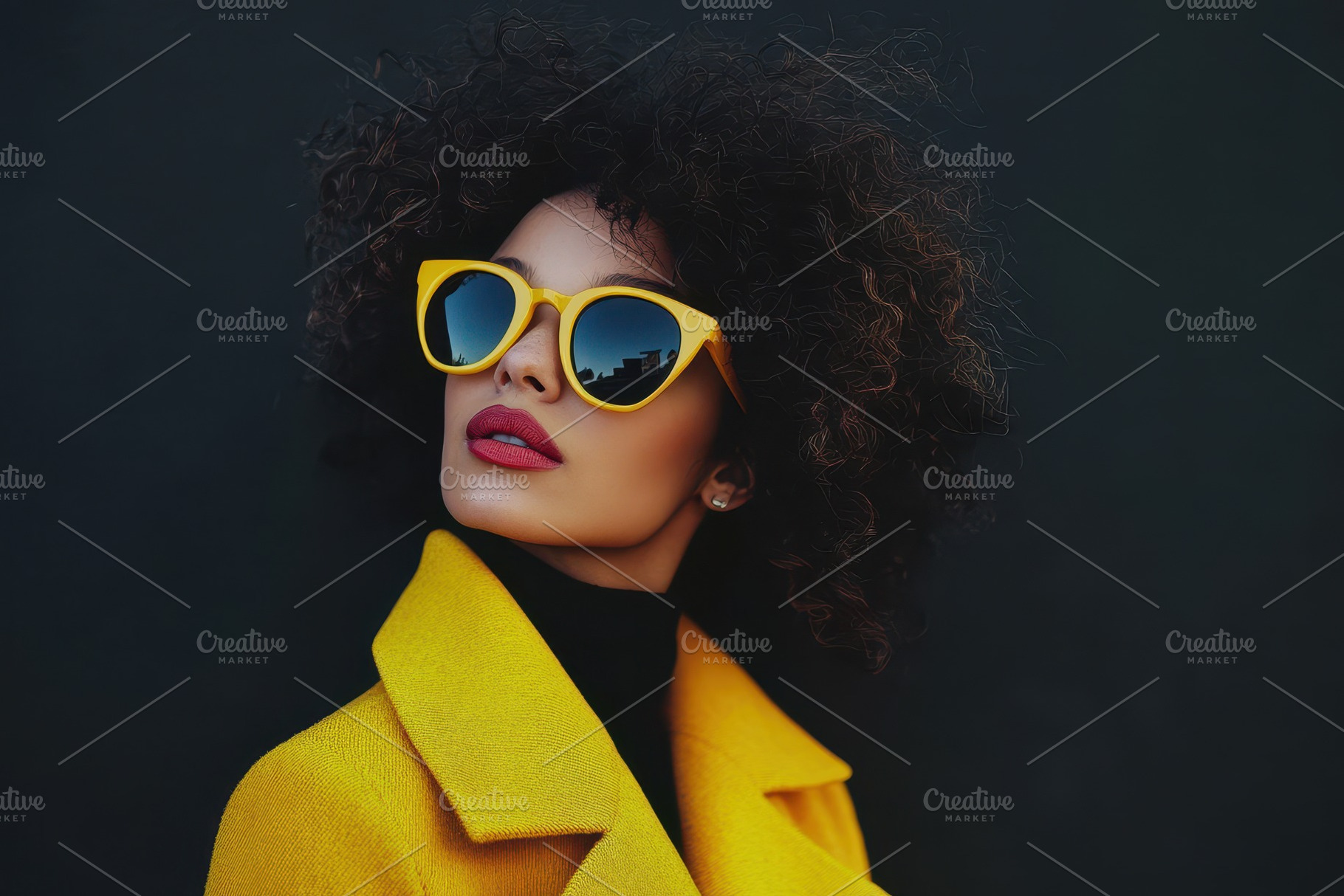 Confident woman with curly hair, a Photo by Pavel_design