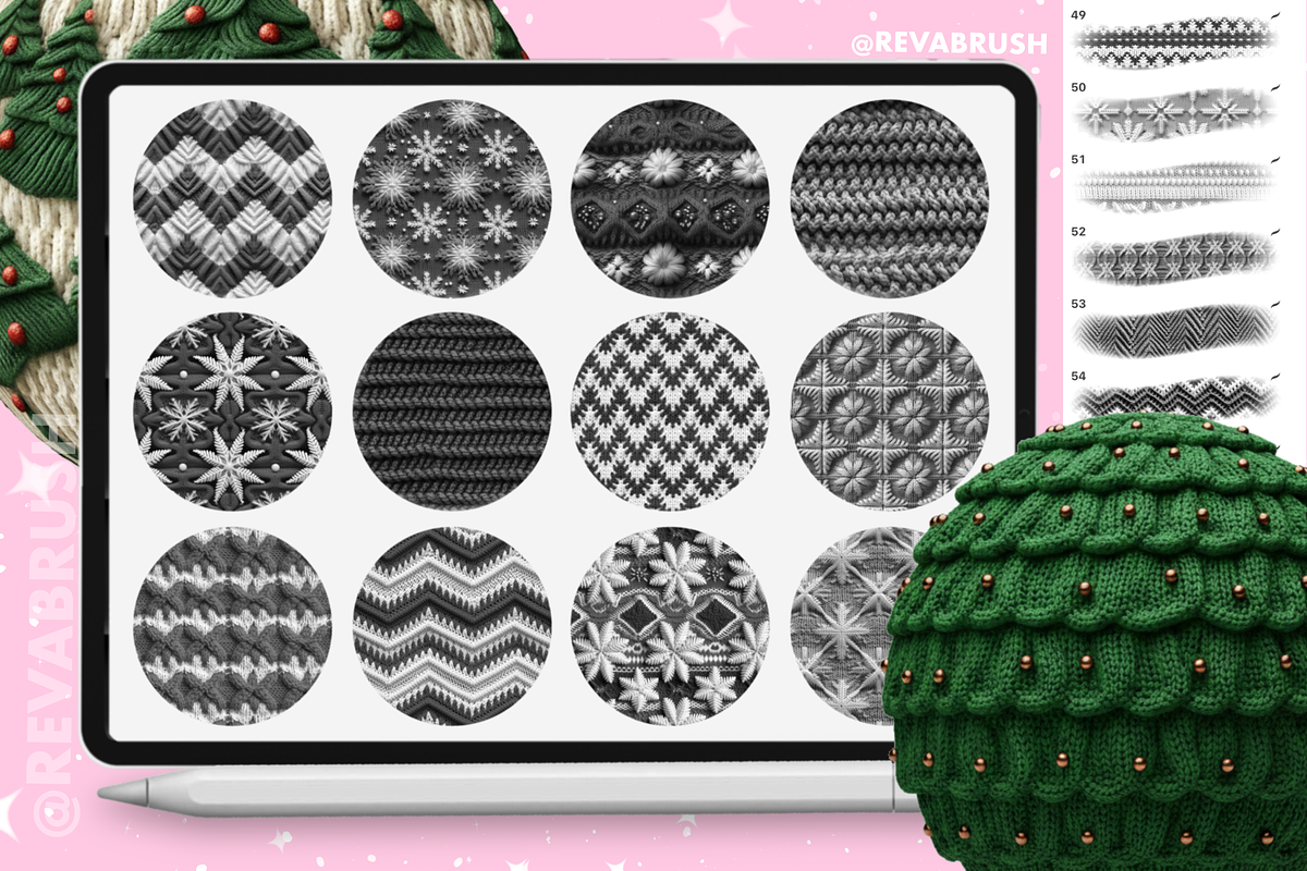 200 Procreate Knit Texture Brushes, a Brush Add-On by Revabrush (Photo 5 of 9)