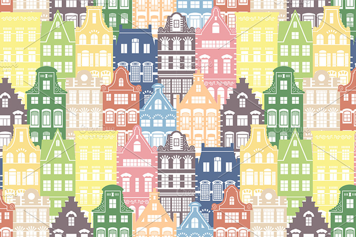 Seamless pattern of Holland houses, a Pattern Graphic by Primula`s shop (Photo 2 of 2)