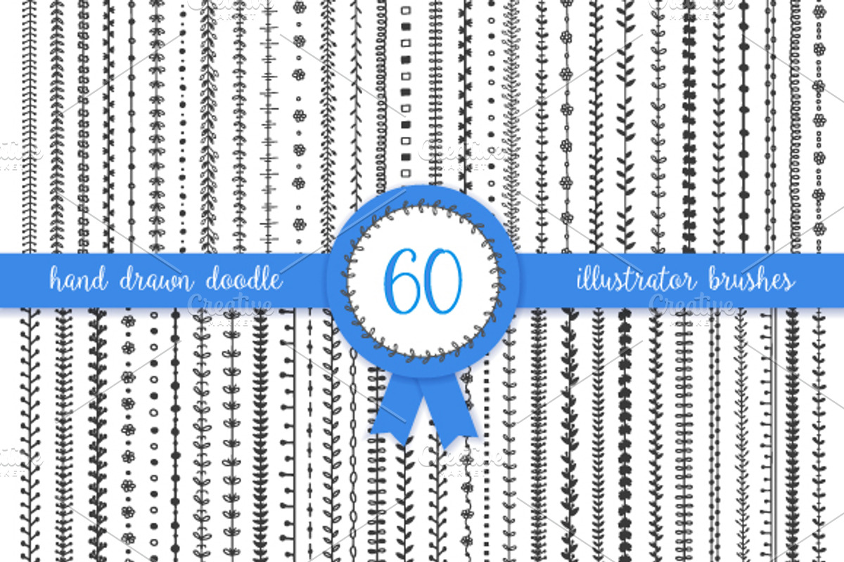 60 doodle vector pattern brushes