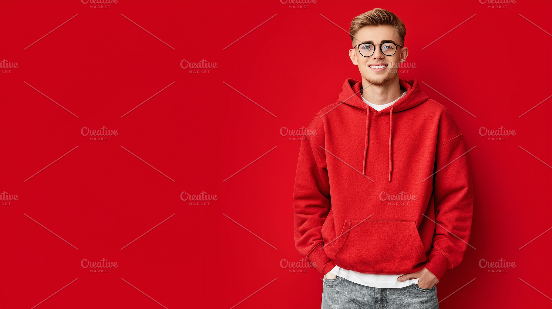Happy young man in red hoodie, a Person Photo by MistyDay