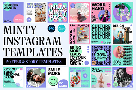 Minty Social Media Templates, a Social Media Template by MindMuse
