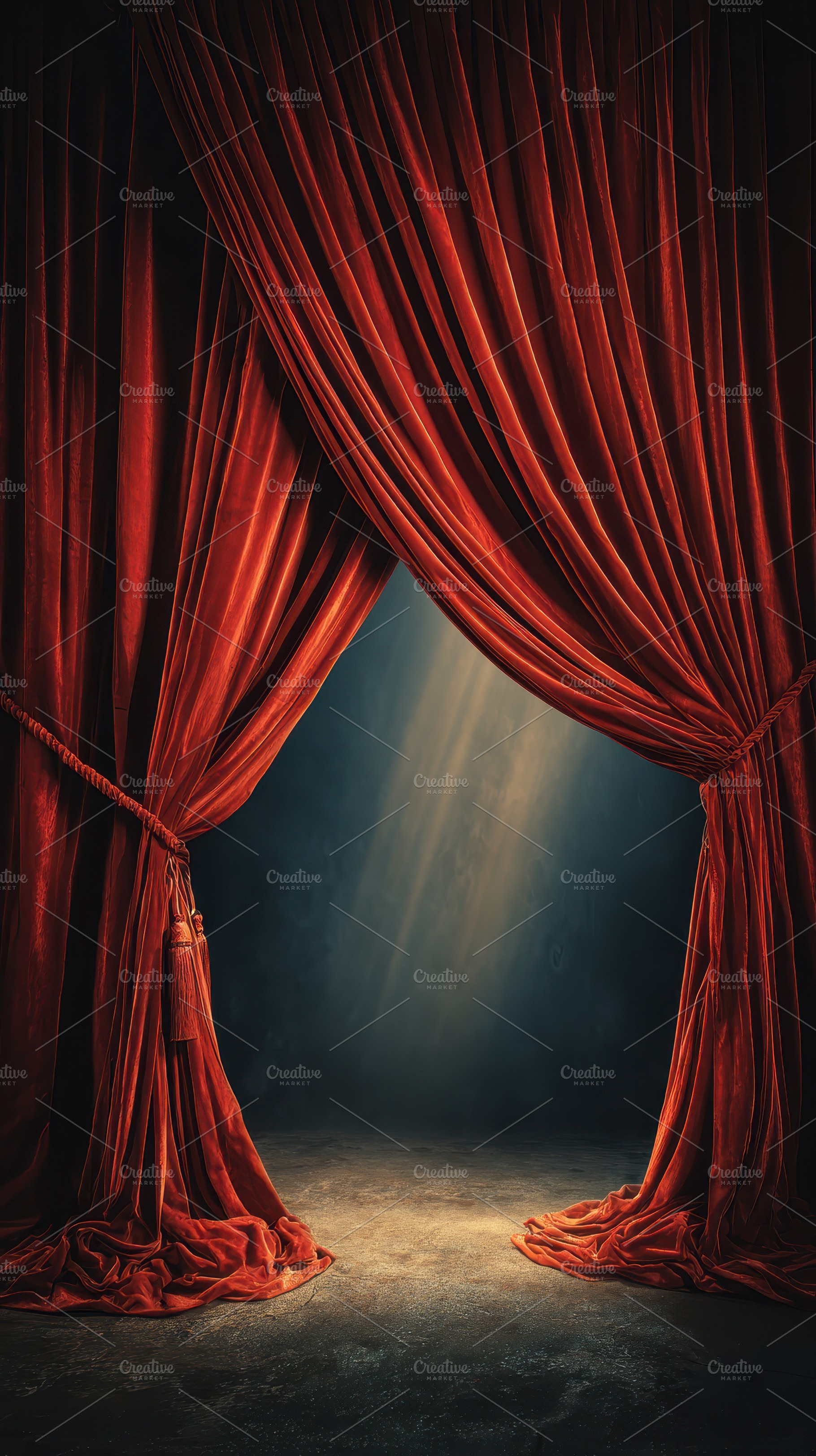 Red velvet curtains stage theater pe, an Abstract Photo by Pixeness Studio
