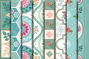 Stained Glass Pastel Roses Digital, a Pattern Graphic by Design Station (Thumbnail 1 of 3)