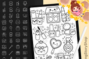 150 Procreate Kawaii Makeup Stamps, a Brush Add-On by DrawingStoryShop (Thumbnail 1 of 6)