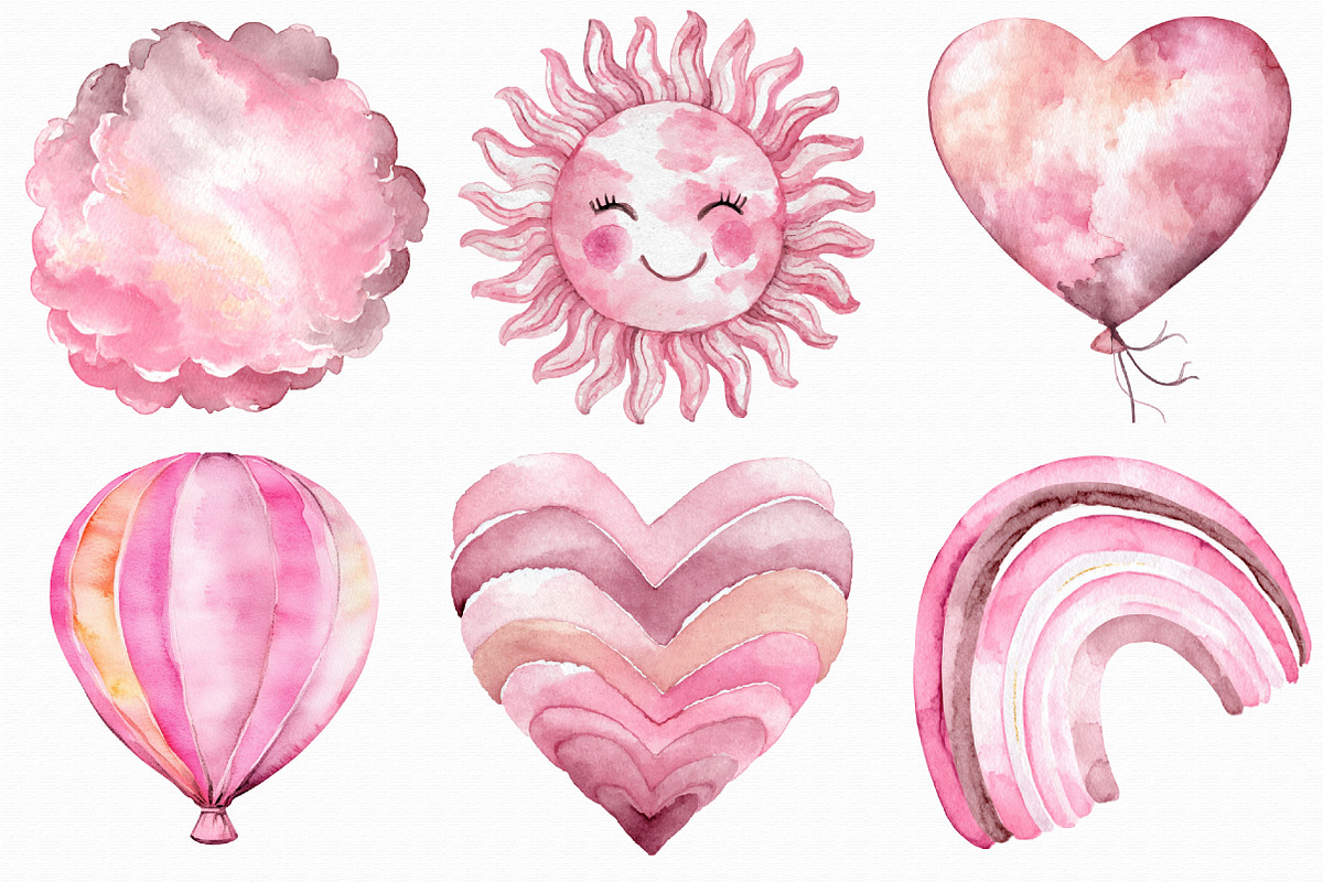 Watercolor Hot Air Balloon Clipart, an Illustration by Libby Wishes (Photo 4 of 5)
