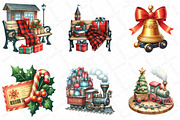 Christmas Train Station Clipart, an Illustration by DreamPrint404 (Thumbnail 4 of 4)