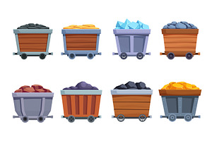 Mine carts. Isolated cart with gems, an Illustration by Valerie Bodnar