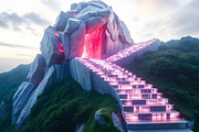 Glowing Crystal Cave Stairs Photo, a Nature Photo by Aura Canyon HQ (Thumbnail 1 of 7)