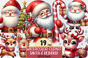 Santa & Reindeer Christmas Clipart, an Illustration by Rose Art (Thumbnail 1 of 4)