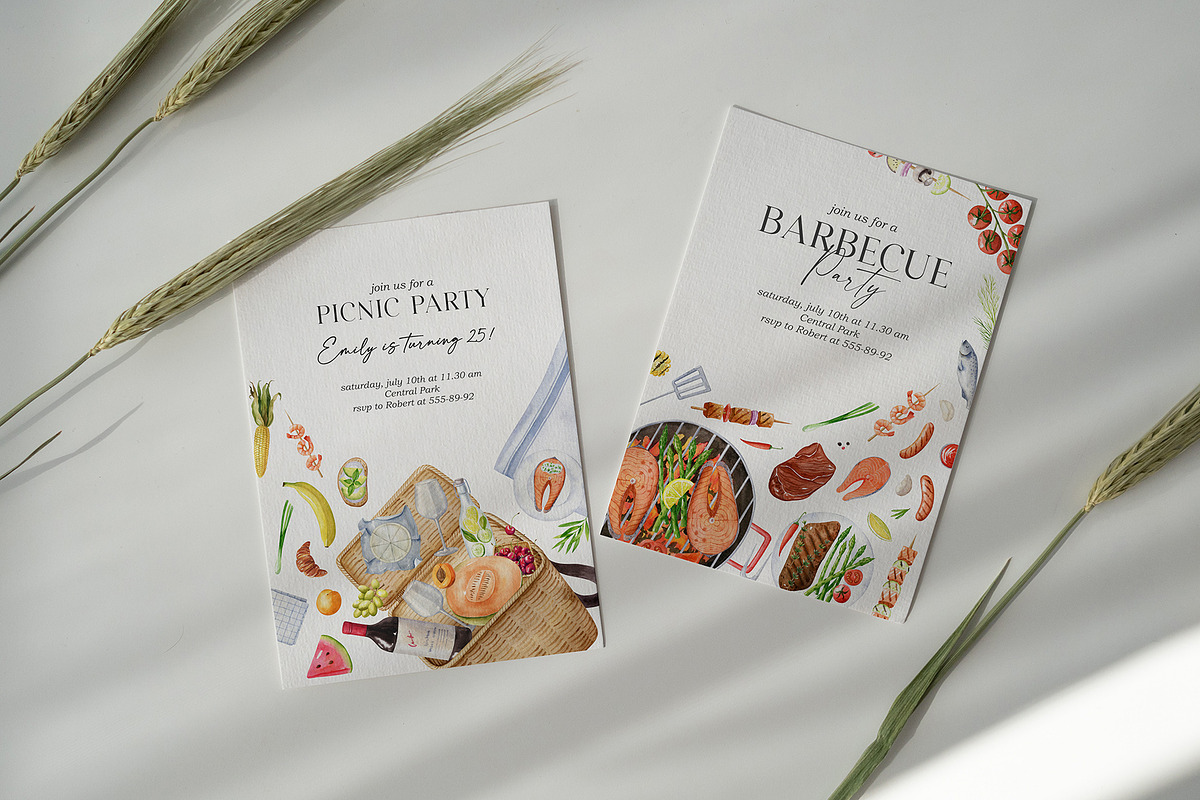 Grill and Picnic watercolor set, a Food Illustration by Natalia Fedorova (Photo 8 of 11)