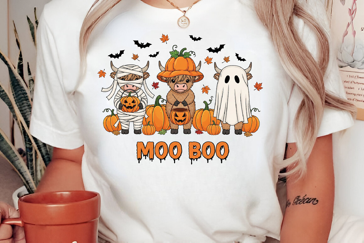 Spooky Halloween Highland Cow Png, an Illustration by Craft Nest (Photo 2 of 6)