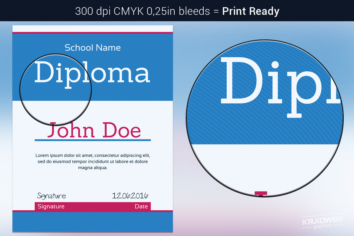Blue Diploma Template, a Stationery Template by Krukowski Graphics (Photo 2 of 3)