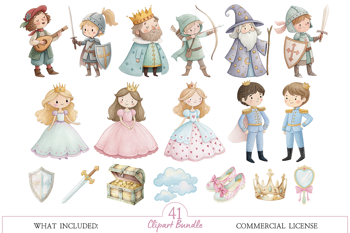 Princess Kingdom Watercolor Clipart, an Illustration by MockupWizard (Photo 3 of 6)