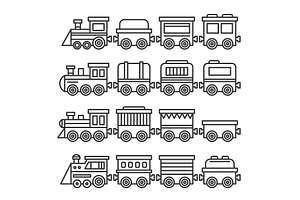 Simple Style Color Toy Trains and, an Object Illustration by in8finity