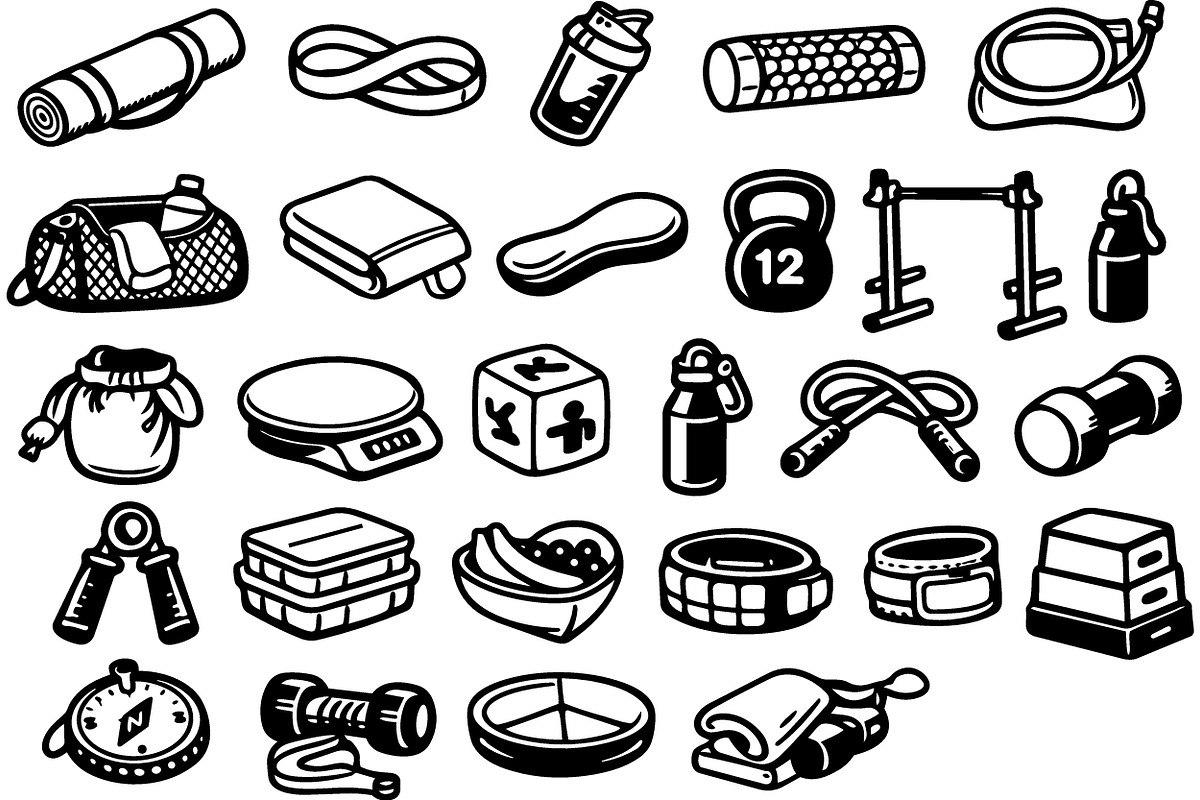 Fitness Gear Icon Clipart Set, an Illustration by designvectx (Photo 2 of 3)